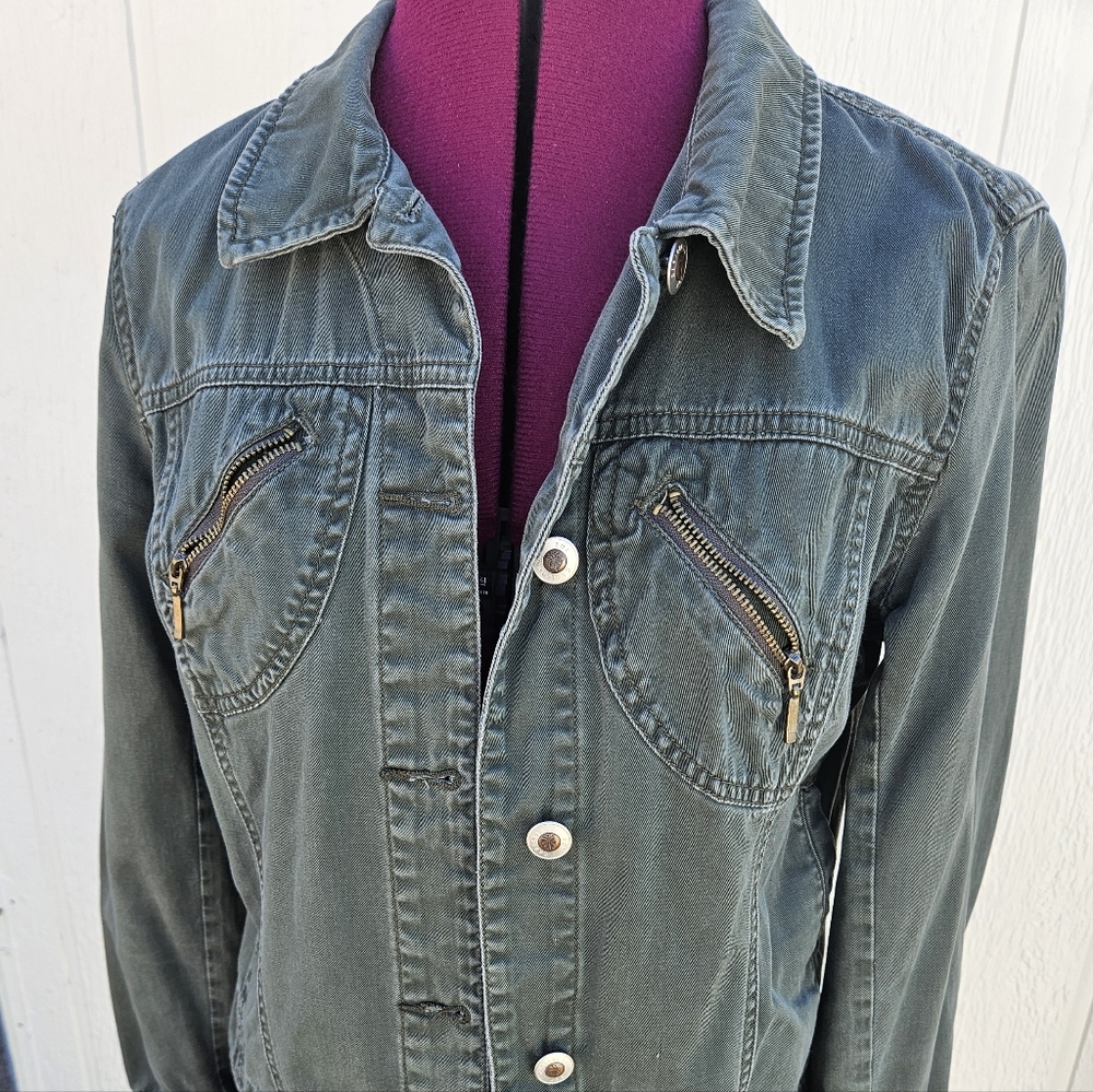 Carribean Joe Women's Green Denim Jacket